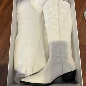 - White cow boy boots, knee high